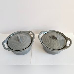 NWOT Temptations Woodland Gray Quick Cookers Small Pot with Lid Set of 2